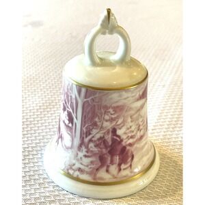 Vintage Winter Horse Carriage Porcelain Bell with Gold Trim from Kaiser W German